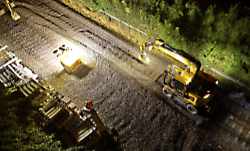 Bauarbeiten in der Nacht an der Bahnstrecke